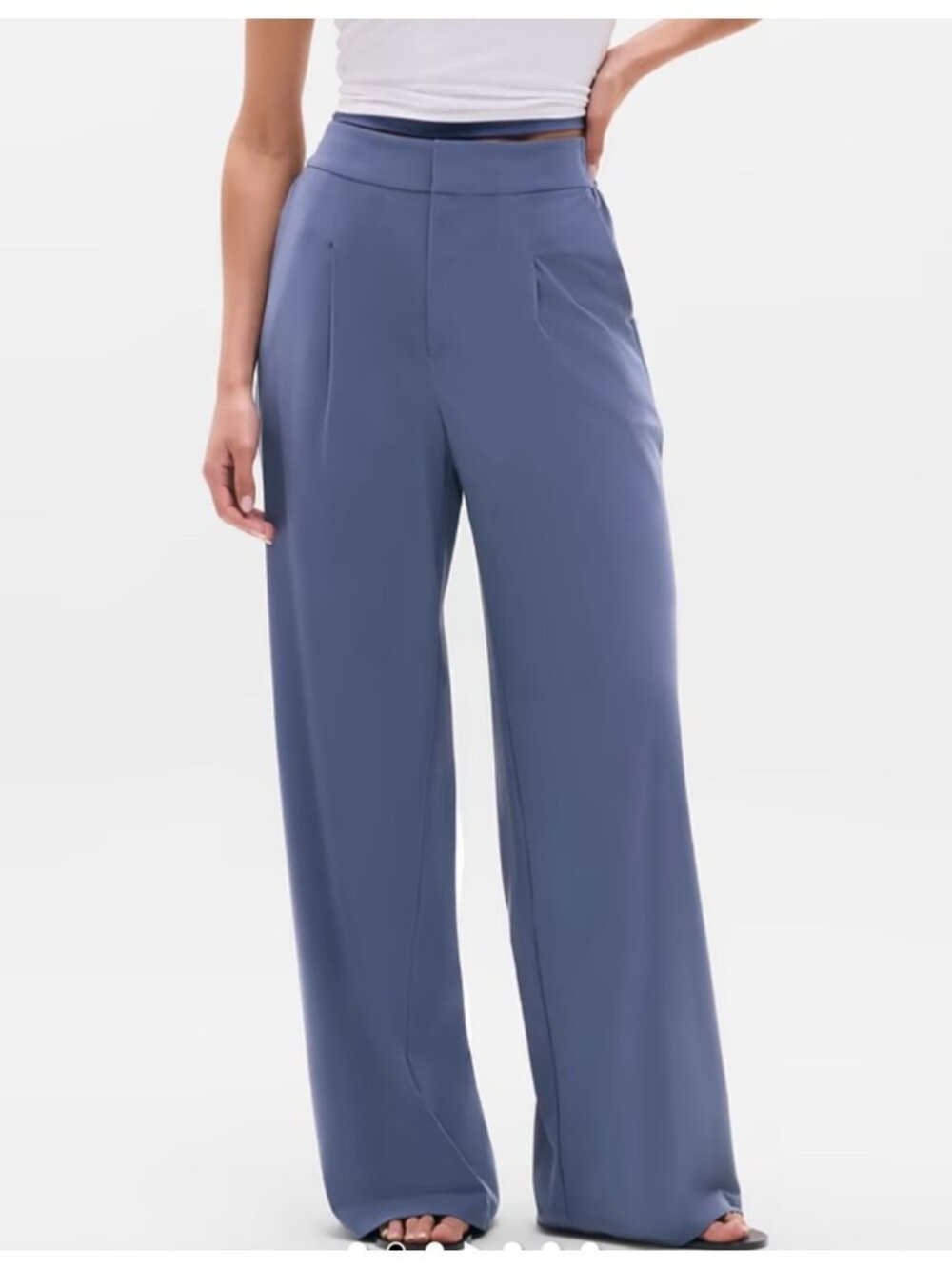 NEW Athleta Pinnacle Wide-Leg Trousers 14 High-Rise Celestial Blue Lightweight